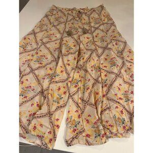 Bohemian Floral Maxi Skirt With Tassel Ties & Elastic Waist